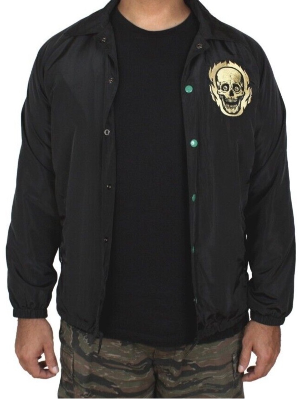 The Creepy Co. | Beistle Boneyard Bombers Coach Jacket | Black | Size Medium